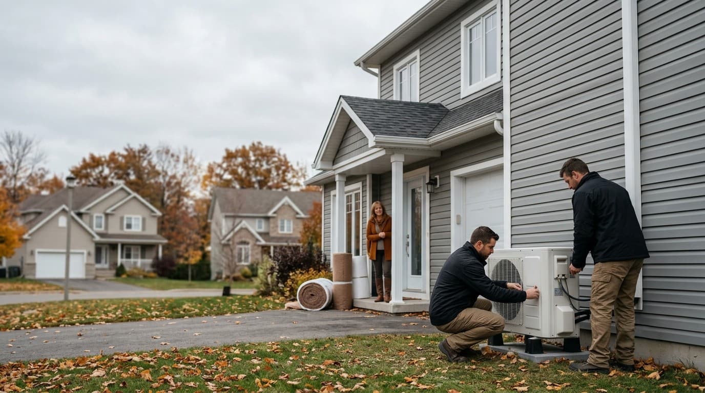 Canadian home receiving an energy efficiency retrofit under a federal program