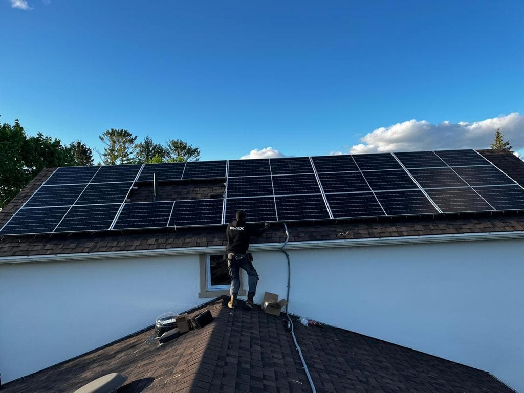 Residential solar panels on modern home rooftop