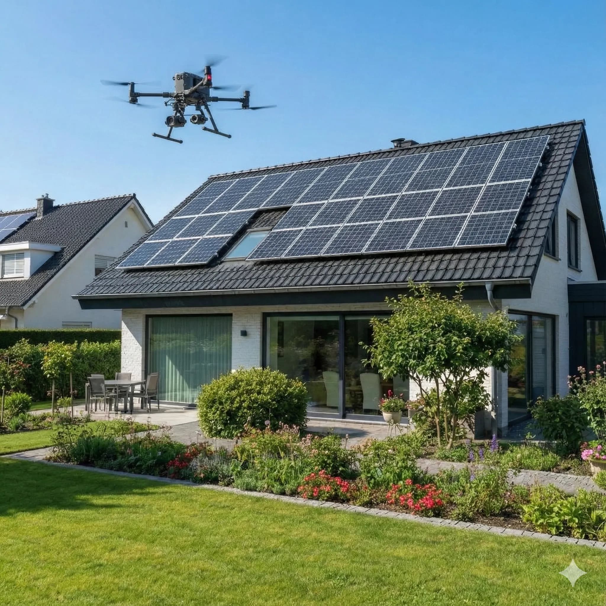 Drone technology for 3D measurement simulations of solar panel installations