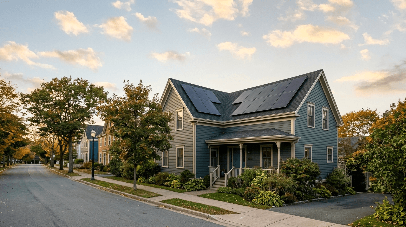 Rooftop solar installation on a Halifax home, the type of project eligible for Solar City financing