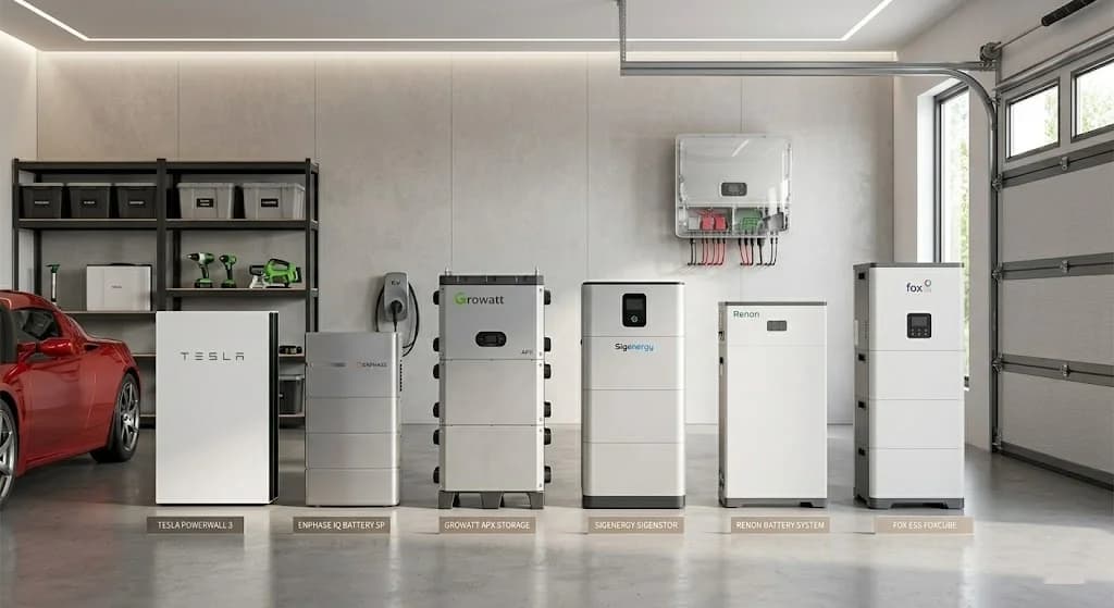 Home battery storage systems compared for Ontario: Tesla Powerwall, Enphase, Growatt, Sigenergy, Renon, Fox ESS