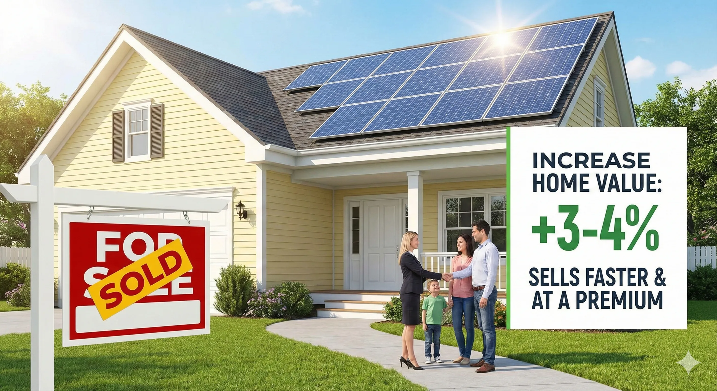 Increase Home Value - Solar panels can increase your home's value by 3-4%. Homes w