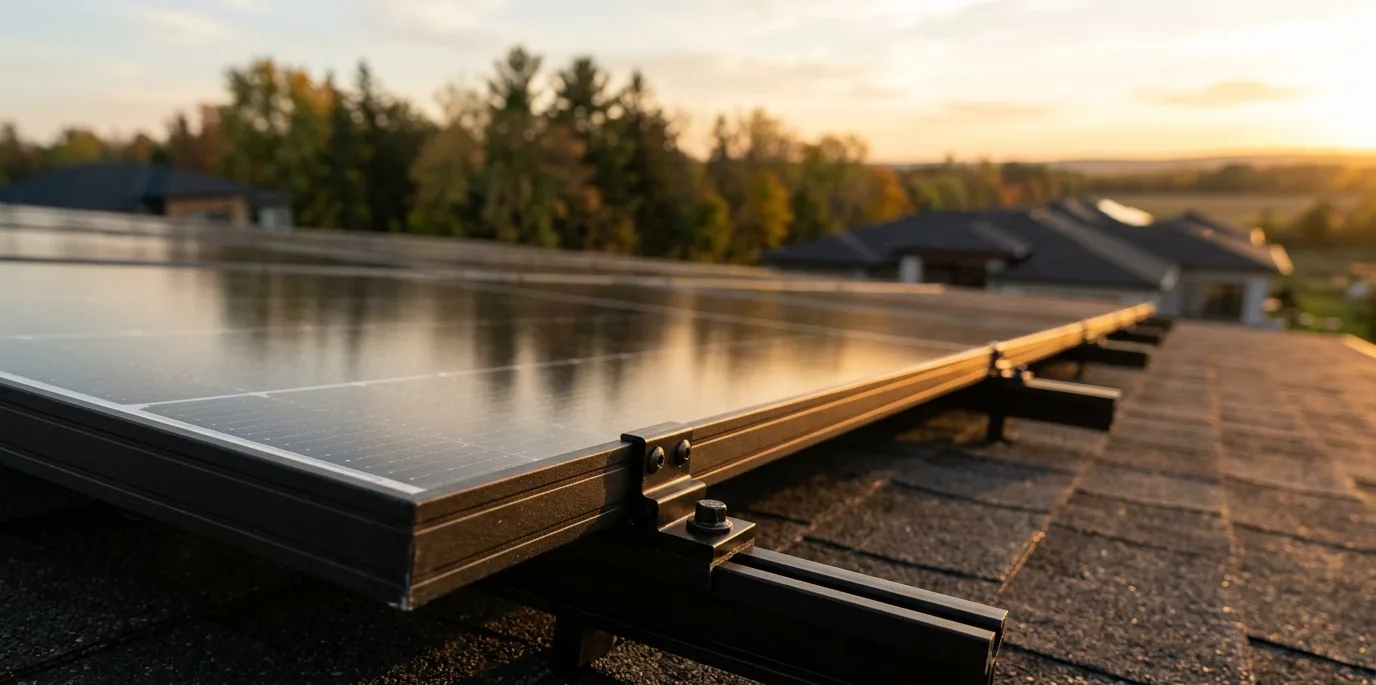 Ontario residential solar panel array at sunset - why electricity prices are going up in Canada (2026)